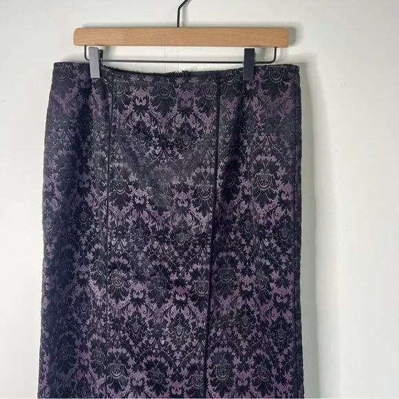 LIP SERVICE Vintage Black and Purple Velvet Lace Maxi Pencil Skirt Large LA USA - Picture 3 of 12